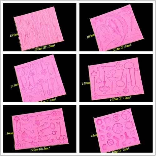 Key, Magic Bar Series, Feather, Gear, Bark Texture DIY Chocolate Cake Baking Tool Turning Sugar Silica Mold WMJ-907