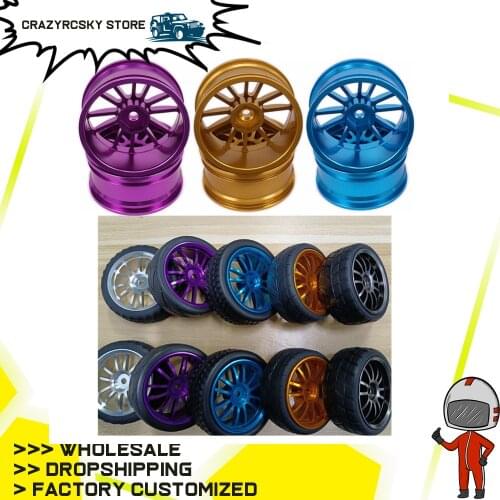 2PCS Aluminum 12 Spoke Wheel Rim RC Tire tyre For Rc 1/10 On-Road Racing Car Crawler Hop-Up Parts HSP Axial Wltoys Himoto HPI