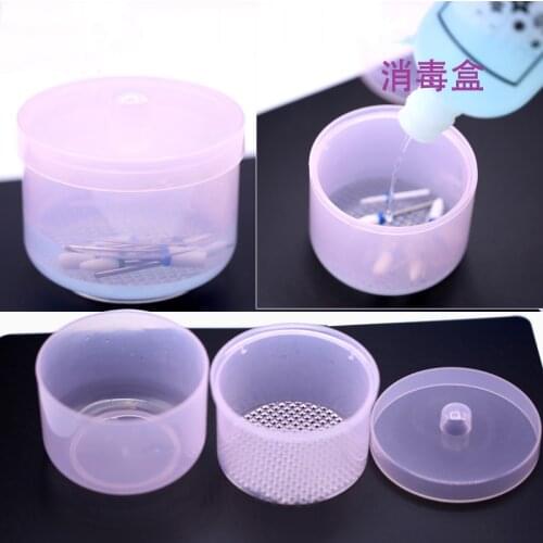 82*85mm Nail Polishing Head Sterilization Box Round Cleaning Box for Household Equipment Blue/Pink/Clear/Purple Soak Bowl # TD09