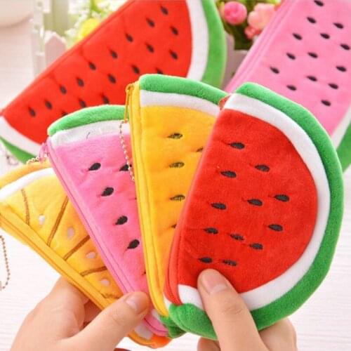 Creative Simulated Fruit Shaped Plush Coin Wallet Cute Watermelon Strawberry Zipper Small Coin Packet For Women Children Gift