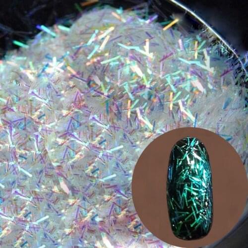 MFNAILS Bar-Shaped Flakes, Iridescent AB Silver/Red Shining HOLO Color Strpie 3D 3*0.2mm Nail Art Glitters Flake Decoration 10ml
