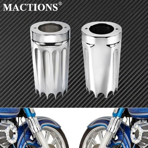 Motorcycle Front Fork Boot Sliders Cover CNC Chrome Fits For Harley Touring Trike Models Road King Street Electra Glide 08-17