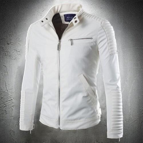 Mens Leather Jacket Spring and Autumn Mens Motorcycle Jackets PU Leather Slim Fit Smart Coat Male Fashion Clothing Plus Size