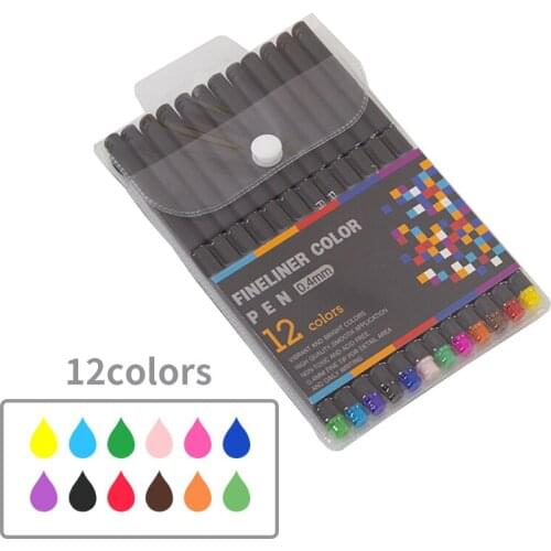 Fineliner Pen Set 12/24/36 Colors 0.4mm Micron Liner Marker Pen Color Drawing Sketch Art Fine Liner Pen Set