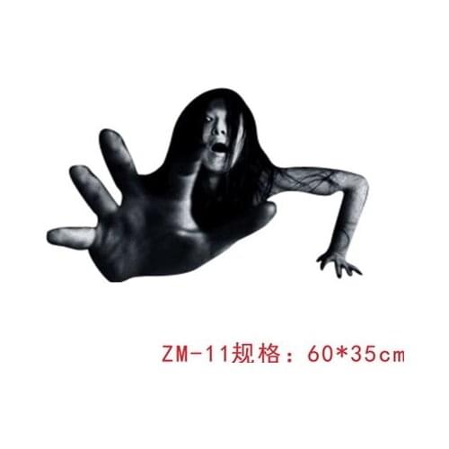 Car Rear Window Ghost Stickers 3D Halloween Car Sticker Reflective Horrible Car Body Sticker Girl Child Skull Long Hair Lady