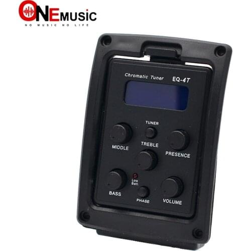 New EQ-4T 4 Band Pickup EQ Preamp with Tuner For Acoustic Guitar