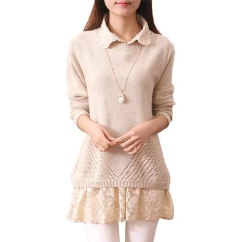 NEW Women Suit Autumn Winter Fashion Lace Vest Short Dress+Knit Pullover Sweater Tops Two-piece Suit Elegant Female Clothes A451