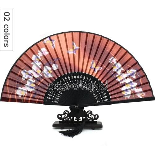 Wholesale Free / Drop Shipping 100pcs/lot Charming Floral Print Bamboo Silk Hand Fan Birthday Party Supplies