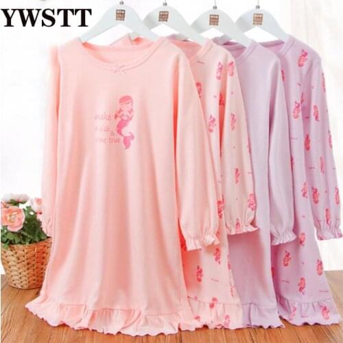 Girls Pajamas Long-sleeved Spring Autumn Girls Pajamas Childrens Home Clothes Baby Pajamas cotton nightdress kids nightwear