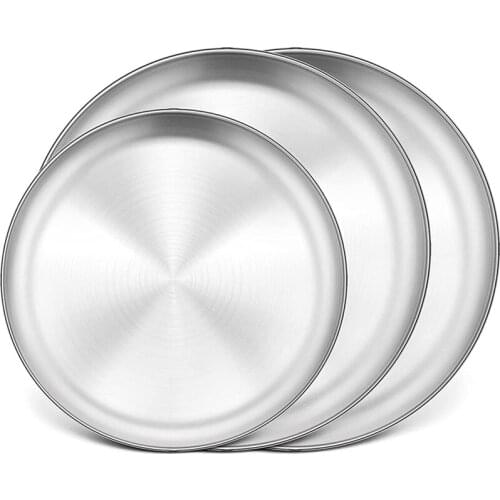 HOT-3 Pcs Baking Pizza Tray,12 inch&13.5 inch Stainless Steel Baking Pizza Tray Suitable for Biscuits,Pizza Cakes,Barbecue