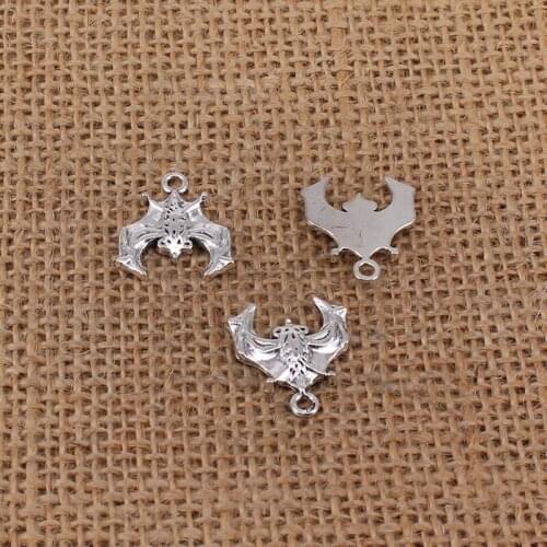 9pcs Bat Charms 19x17mm Antique Silver Color Pendant for DIY Jewelry Making Findings Handmade Craft 2802