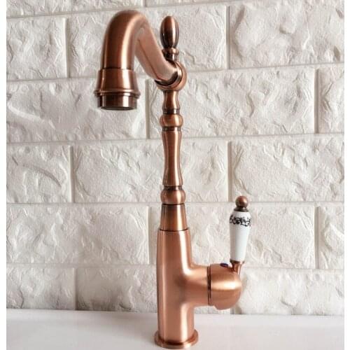 Swivel Spout Water Tap Antique Red Copper Single Handle Single Hole Kitchen Sink & Bathroom Faucet Basin Mixer Tap anf421