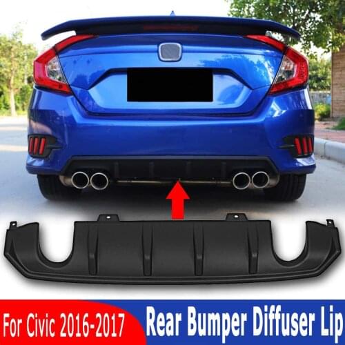 Sport Tail Rear Bumper Size Splitters Diffuser Lip for Honda for Civic 2016-2017 Sedan JDM?RS?Turbo Exterior Part