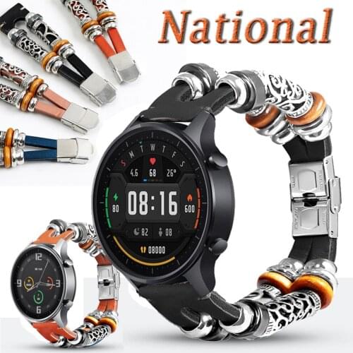 Genuine Leather Band For Xiaomi Color Watch Mi Smart Watch Color Strap Replacement Vintage Bracelet 22mm Watch band Watchbands