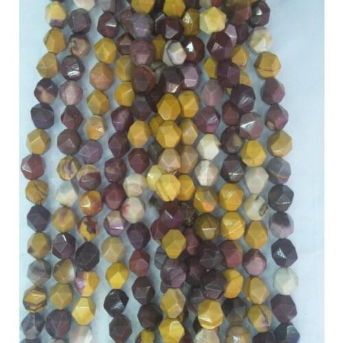 Rhombic Surface Natural Faceted Egg Yolk Stone Beads Round Loose Section Mookiate Stone Beads For DIY Jewelry Making 6/8/10mm