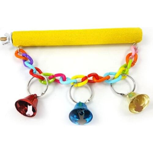 Cute Bells Pendant Cage Mounted Frosted Parrot Standing Stick Chewing Pet Toy for Pet Products Bird Accessories equipment tool