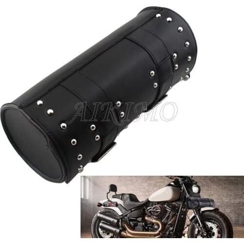 PU Black/Brown Front Fork Tool Bag Luggage Saddle Bags Universal For Honda Harley Chopper Bobber Cruiser Dyna Softail Sportster