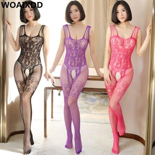 Body Stockings Crotchless Spandex Transparent Sleepwear Full Pantyhose Mesh Lingerie Fishnet Black Bodysuits Slutty Bodystocking