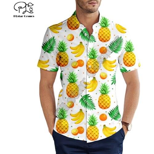 PLstar Cosmos Hawaiian Beach Shirts Fruit Food NewFashion Pullover 3DPrint Summer Funny Collar Shirt Short Sleeve Casual Tees N9