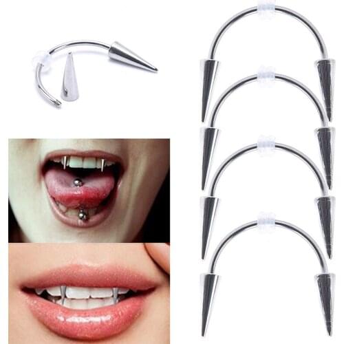 Tooth Decoration New Medical Stainless Steel C Rod Smile Lip Tiger Tooth Nail Zombie Tooth Lace Nail Vampire Piercing Jewelry