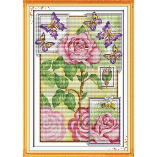 Everlasting Love Butterflies Over Flowers (9) Chinese Cross Stitch Kits Ecological Cotton Stamped 14CT DIY Christmas Decoration