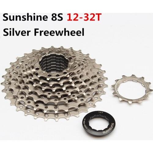 SUNSHINE MTB Bike 8 Speed 11-32T Cassette Freewheel High Tension Steel Nichrome Silver Flywheel Bicycle Parts