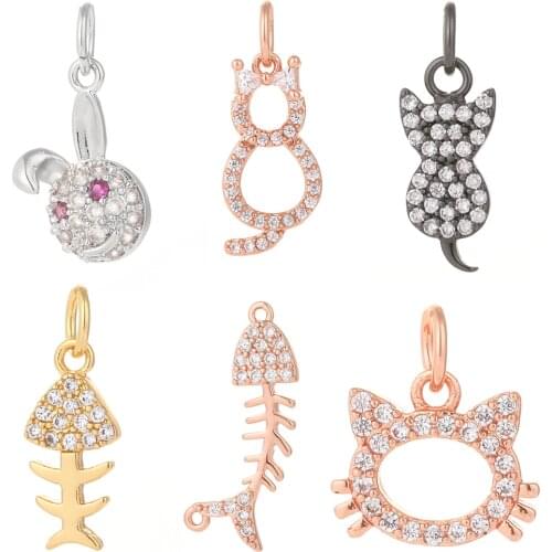 Cat Jewelry Charms for Jewelry Making Fish Cancer Cute Charm Pendant Charms for Earrings Necklace Bracelet Make Gold Copper