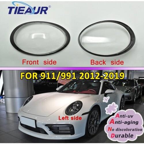 Headlight Black side Transparent Glass Lens Cover for 911 991 Auto Shell-Cover Replacement 12-19 Front Lampshade Clear Shell DIY
