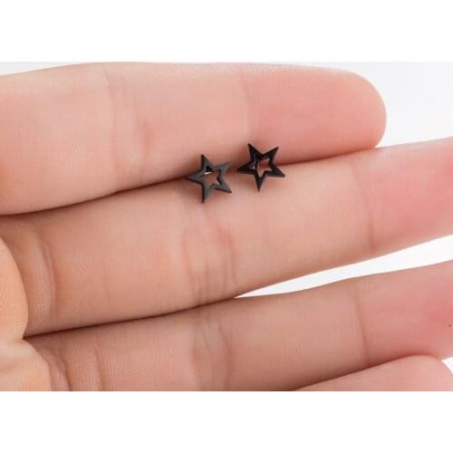 2020 Simple Fashion Star Middle Hollow Earrings Cheap Ladies Stainless Steel Black Jewelry Christmas Gifts