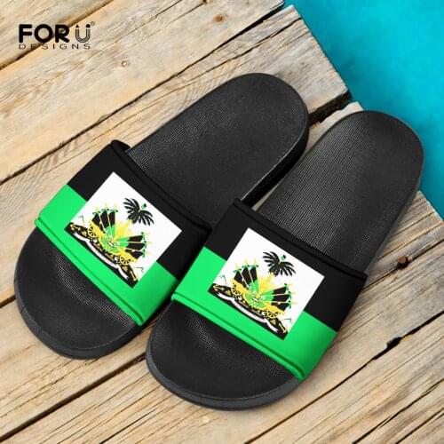 FORUDESIGNS Flats Women Slippers Summer Indoor Flip Flop Casual Comfortable Light Sandal Shoes Haiti Flag Pattern Girls Slippers
