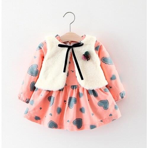 Toddler Girl Winter Clothes Girls Christmas Outfit Lovely Girl Cute Wool Vests+dress 2pcs Suit Kids Girls Dress Set Baby Clothes