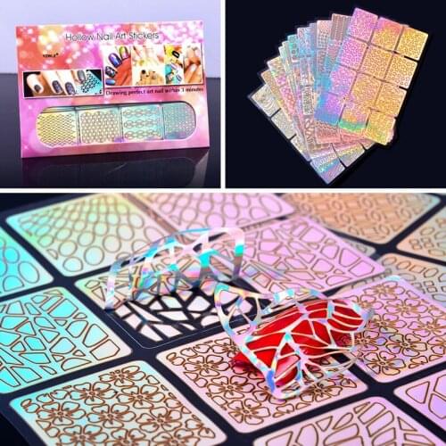 12 Sheets/Set Hollow Nail Art Stickers Waterproof Salon Nail Beauty Decoration DIY Nail Art Beauty Tool For Personal Salon Use