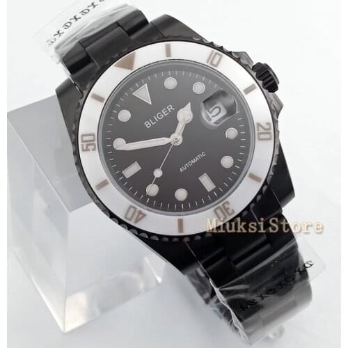 40mm black dial bracelet Sport Relogio Masculino Luminous Automatic Top Marque Luxe Hommes Date Horloge Montres Hommes