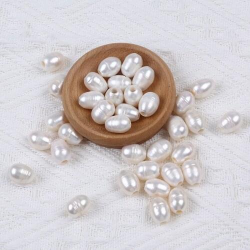 50g/Lot Wholesale Natural Freshwater Pearl White Rice Shape Loose Bead Big Hole For Jewelry Making