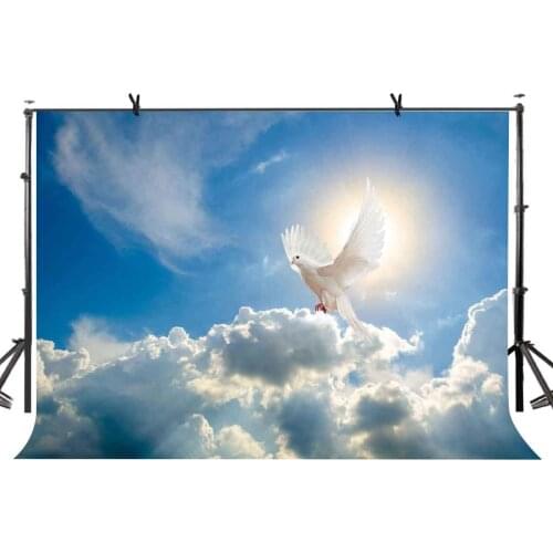 7x5ft Peace Dove Backdrop Blue Sky White Clouds Peace Dove Photography Background and Studio Photography Backdrop Props