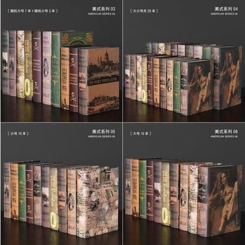 American restoring ancient ways coffee shop props 10PC book decoration Fake photography props box display model Book wall dies