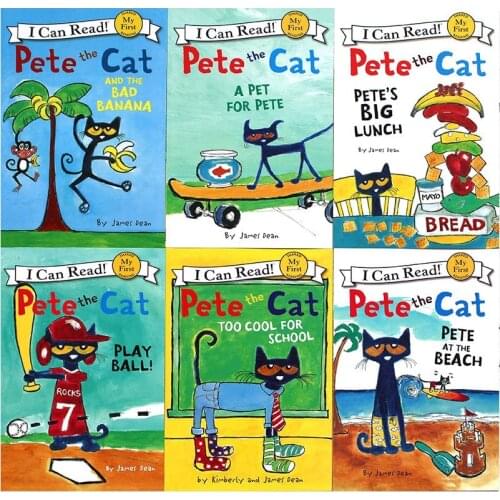 6 Pcs/Set I Can Read Pete The Cat English Picture Books Early Educaction English Short Stories Reading Book