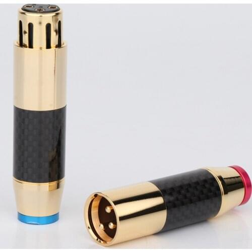 4Pcs XR1803 Gold Plated Carbon Fiber Balance Audio Plug XLR Male Female Connector