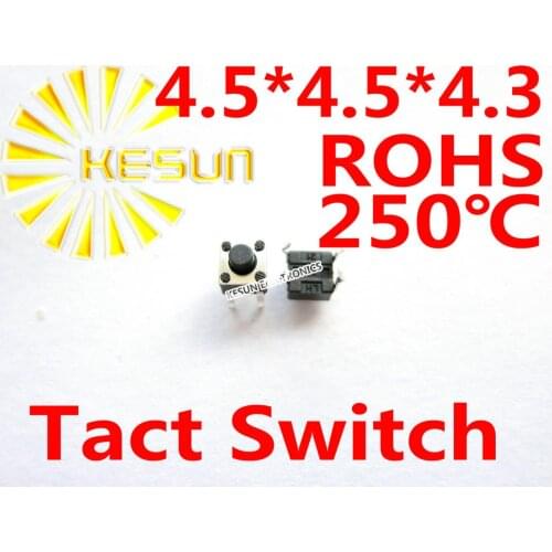 FREE SHIPPING 100PCS 4.5X4.5X4.3 DIP Tactile Tact Mini Push Button Switch Micro Switch Momentary ROHS