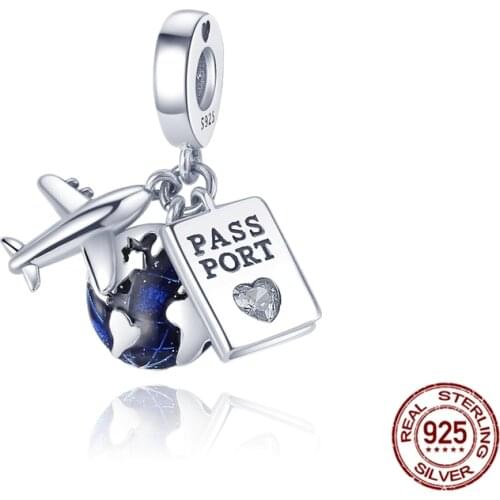 HOT SALE 100% 925 Sterling Silver Aircraft Earth Shine Dangle Charm Beads Fit Original Pandora Bracelet Pendant Necklace Jewelry