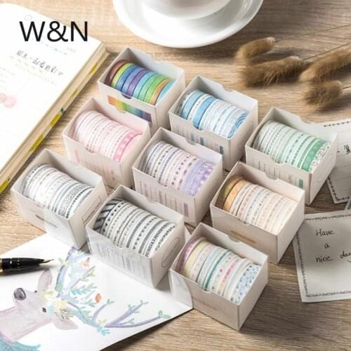10Pcs/Box Beautiful Rainbow Washi Tape Set DIY Decoration Scrapbooking Planner Masking Tape Adhesive Label Sticker Stationery