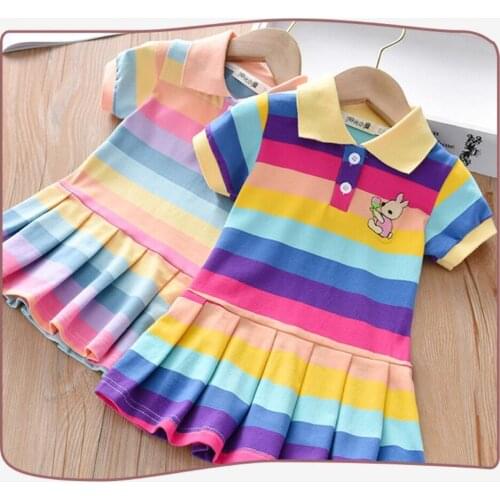 Baby Tennis Dress Girls Rainbow Stripe Sports Dress Kids Clothing halloween costumes for toddler girl christmas outfits