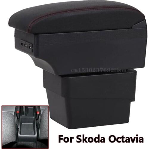 For Skoda Octavia Mk3 A7 2014-2020 Dual layer Armrest box Centre Console Storage Box ashtray Car Styling decoration accessories