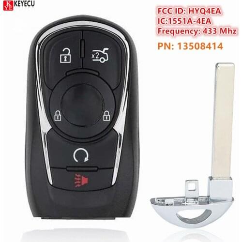 KEYECU Replacement Proximity 5-Button Smart Key w/ Trunk 433MHz for Buick Lacrosse 2017-2020 PN: 13508414 / HYQ4EA