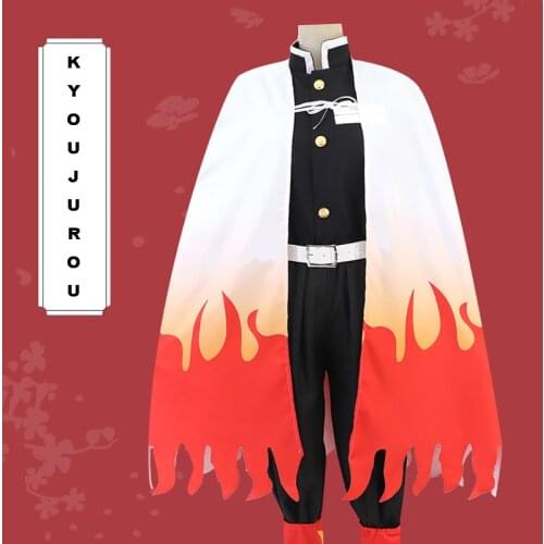 Anime Comic Demon Slayer Kimetsu No Yaiba Cosplay Costumes Rengoku Kyoujurou Cosplay Costume Uniforms Clothes Kimonos Cloaks Hot