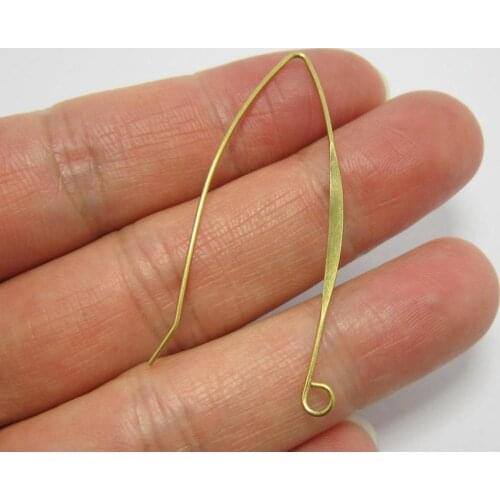 Brass ear hooks 45mm Hammered side Raw brass ear wire Earrings findings R217