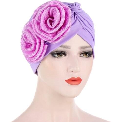 Muslim Fashion Flower Turban Caps For Women Headscarf Bonnet Indian Hat Islamic Hijab Accessoires Ladies Headband Turbans