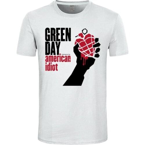 Rock N Roll Male Clothes Green Day American Hip Hop T Shirts For Men 100% Cotton Summer/Autumn T-Shirt Fitted Tops Tees Large