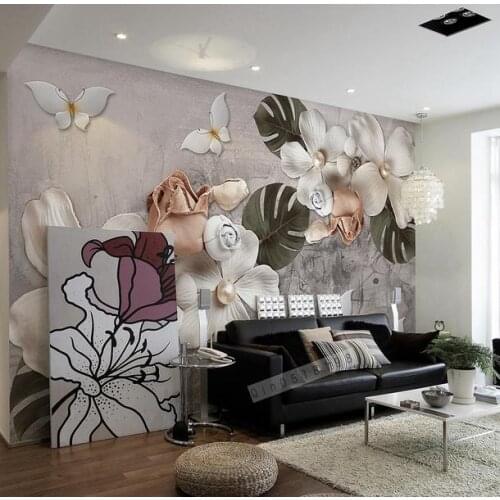 Custom 3D Wallpaper Living room Modern Vintage pearl flowers Wallpaper Mural For Bedroom 3D Stereoscopic Wallpaper