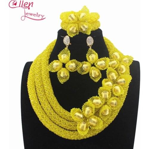 Charming Luxury dubai beaded jewelry sets Nigerian wedding bridal beads necklace African accessories beads jewelry sets W13814
